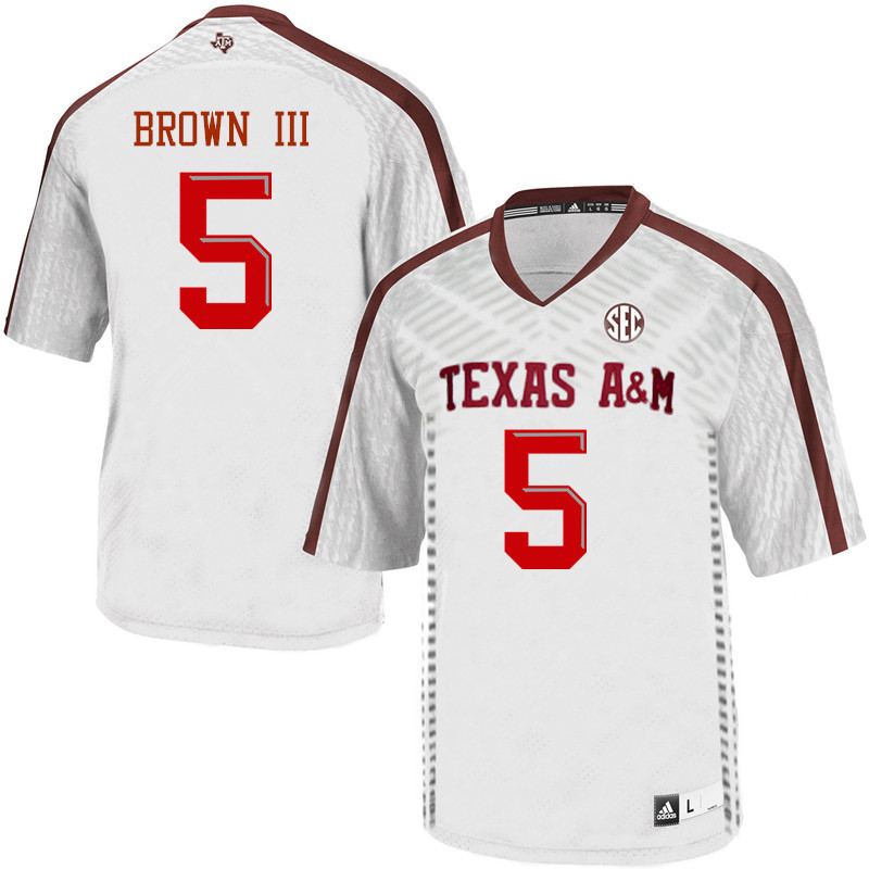 Men #5 Bobby Brown III Texas A&M Aggies College Football Jerseys Sale-White